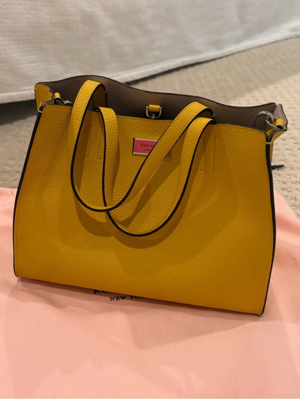 kate spade Sam yellow pebbled leather shoulder bag with straps